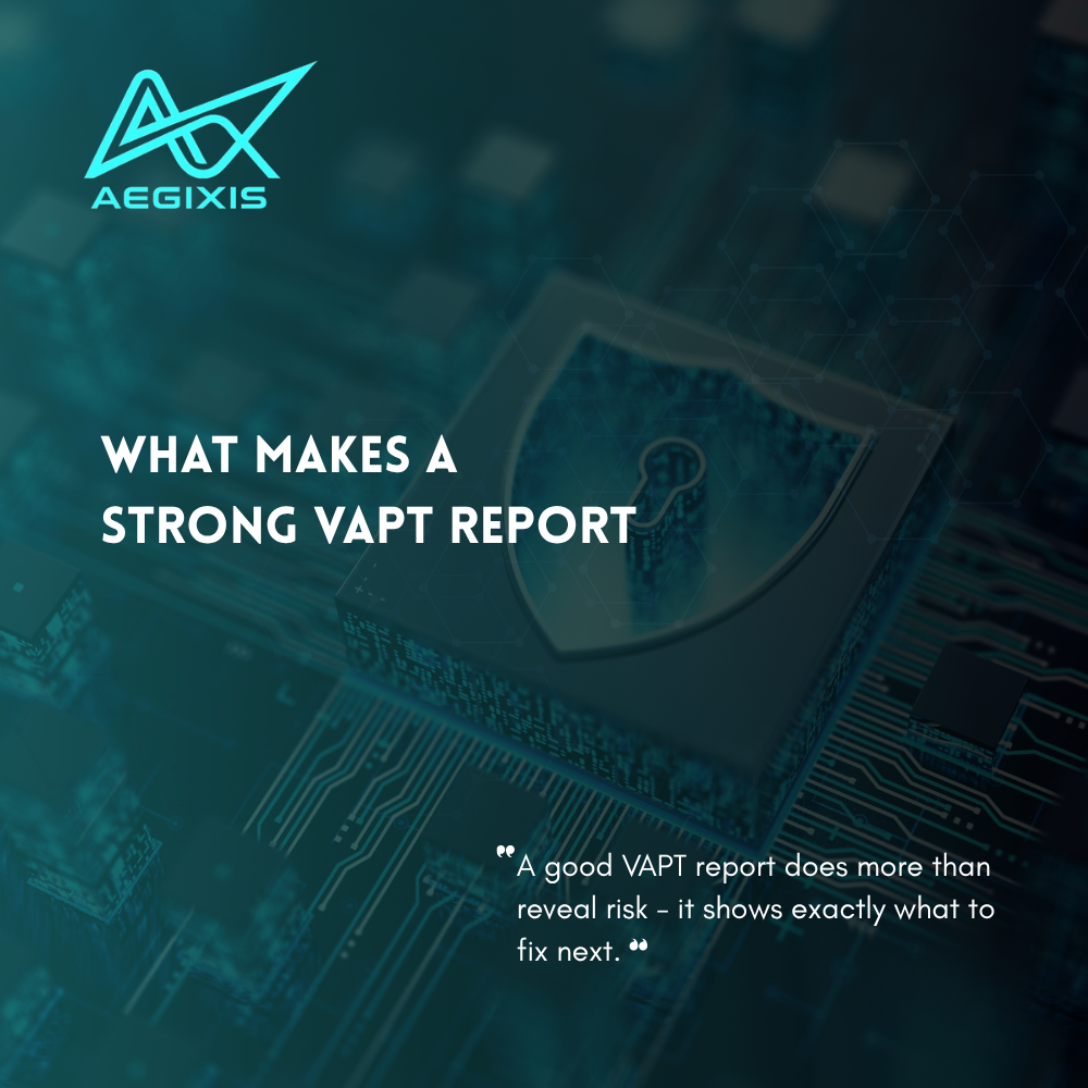 Professional VAPT report showing security findings, risk ratings, evidence, and remediation steps.