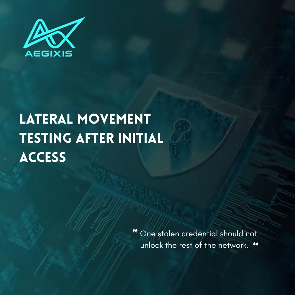 Lateral movement testing showing an attacker moving from a compromised workstation towards critical business systems