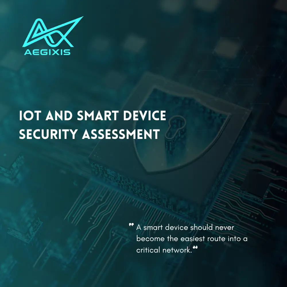 IoT security assessment testing smart devices, firmware, credentials, wireless connections, and network access